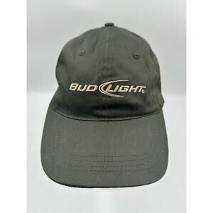 Bud Light Strapback Hat Black OSFA Adjustable Embroidered 6 Panel Cotton